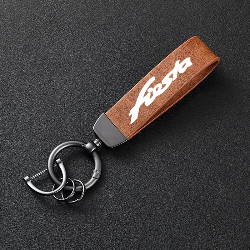 Porte-clés de voiture en cuir de haute qualité, accessoires avec Logo pour Ford Fiesta