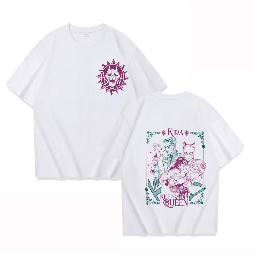 T-shirt de haute qualité Jojo Bizarre Adventure 2026 Kira Killer Queen, T-shirt décontracté en coton