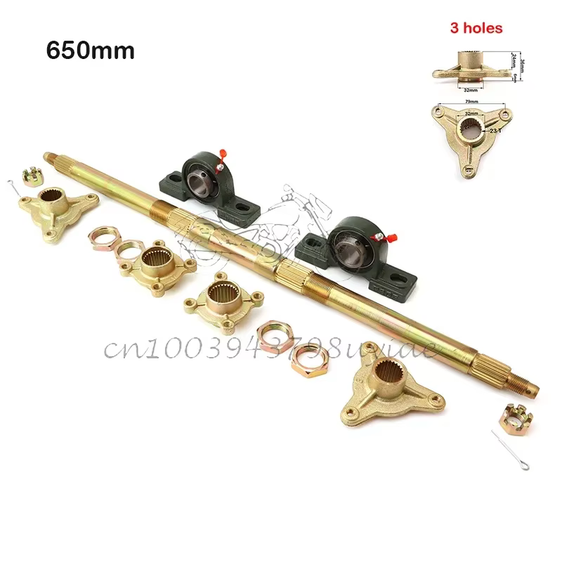 1 jeu d'essieu arrière de 65CM avec pignon et support de moyeu pour Go-kart ATV 50cc-125cc, accessoi