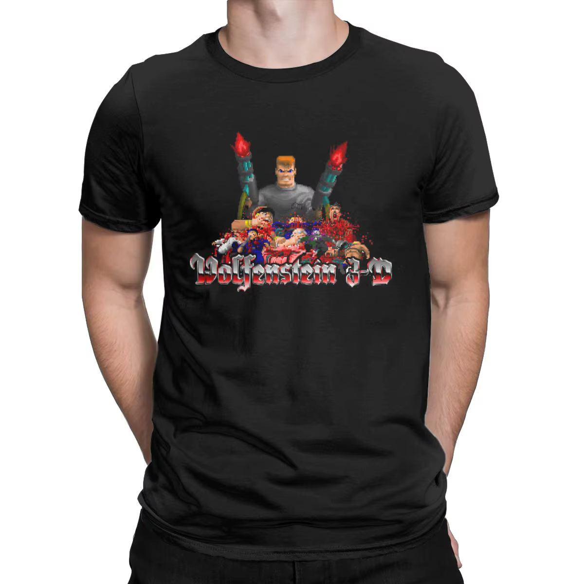 T-shirt pour hommes en pur coton à manches courtes, avec tous les personnages du jeu d'action World 