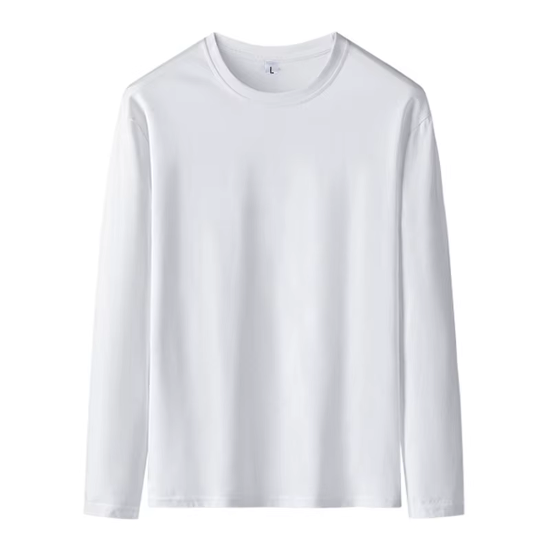 MRMT 2026 T-shirt Homme 180g en Coton Pur Couleur Unie Manches Longues Col Rond Ample Basique