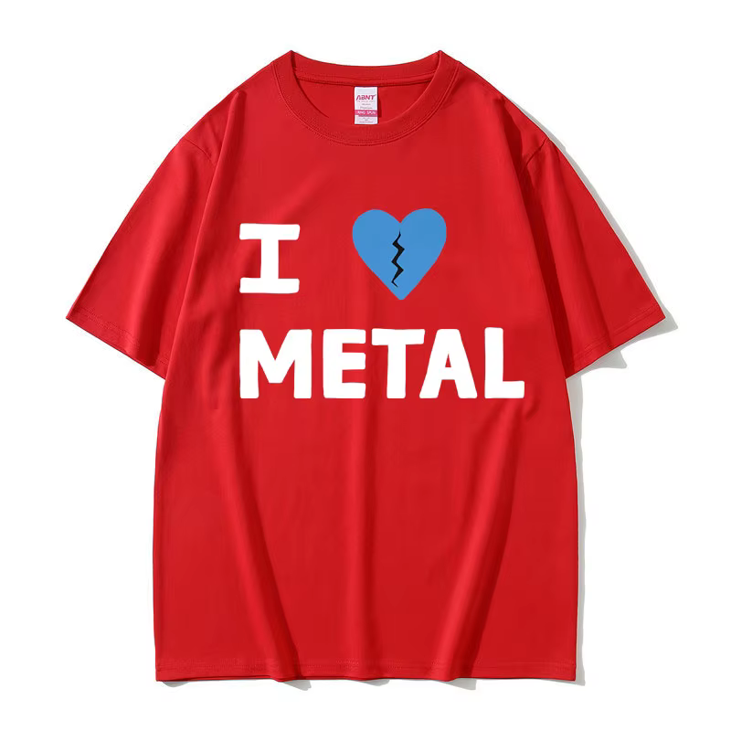 T-Shirt pour Homme et Femme, en Coton, Style Vintage, Décontracté, avec Imprimé I Love Metal, Chante
