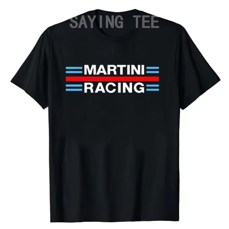T-shirt de mode décontracté pour homme Martini Racing, col rond, avec message graphique, manches cou