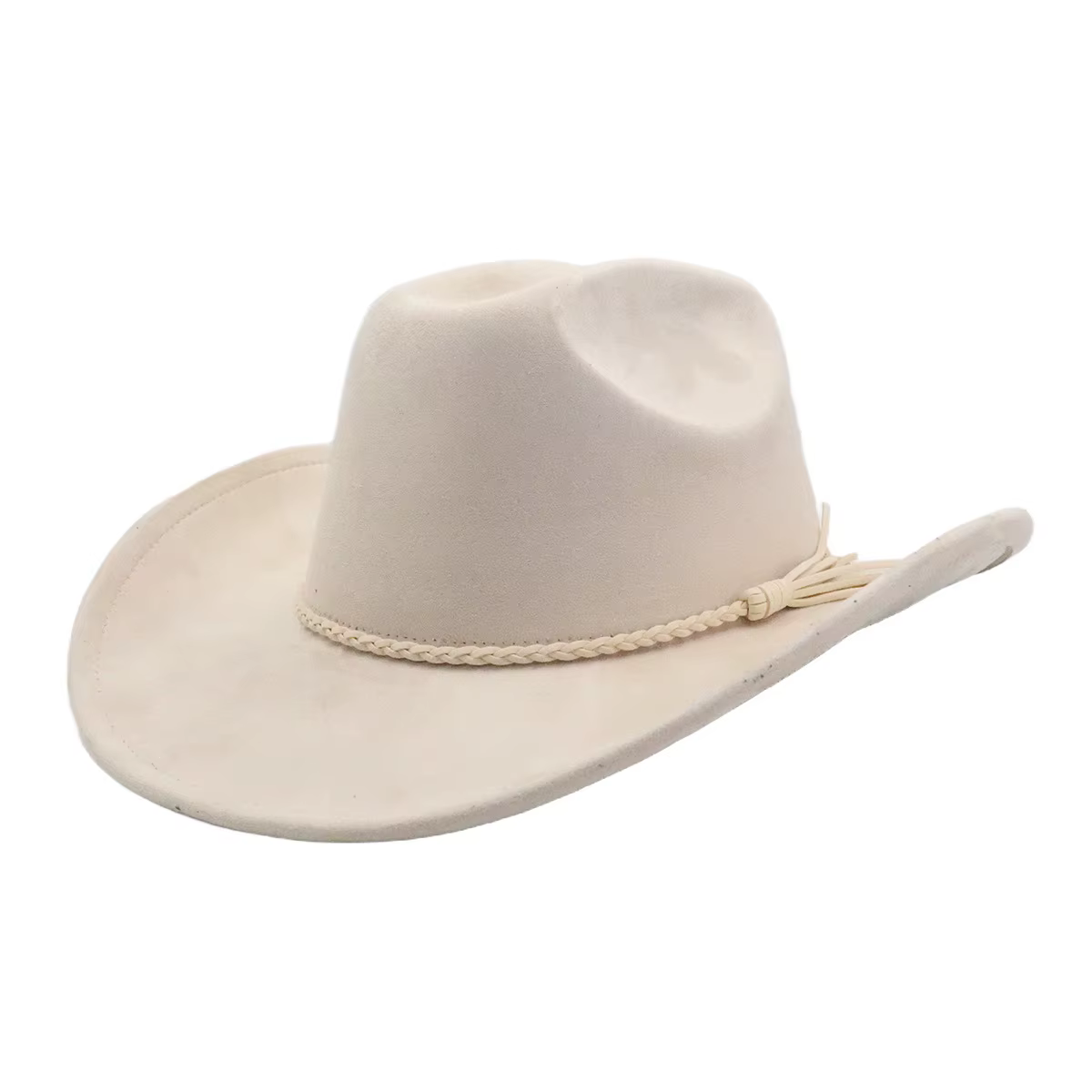 Chapeau de cowboy occidental en daim, style tendance, avec pompon et ceinture, protection solaire, v