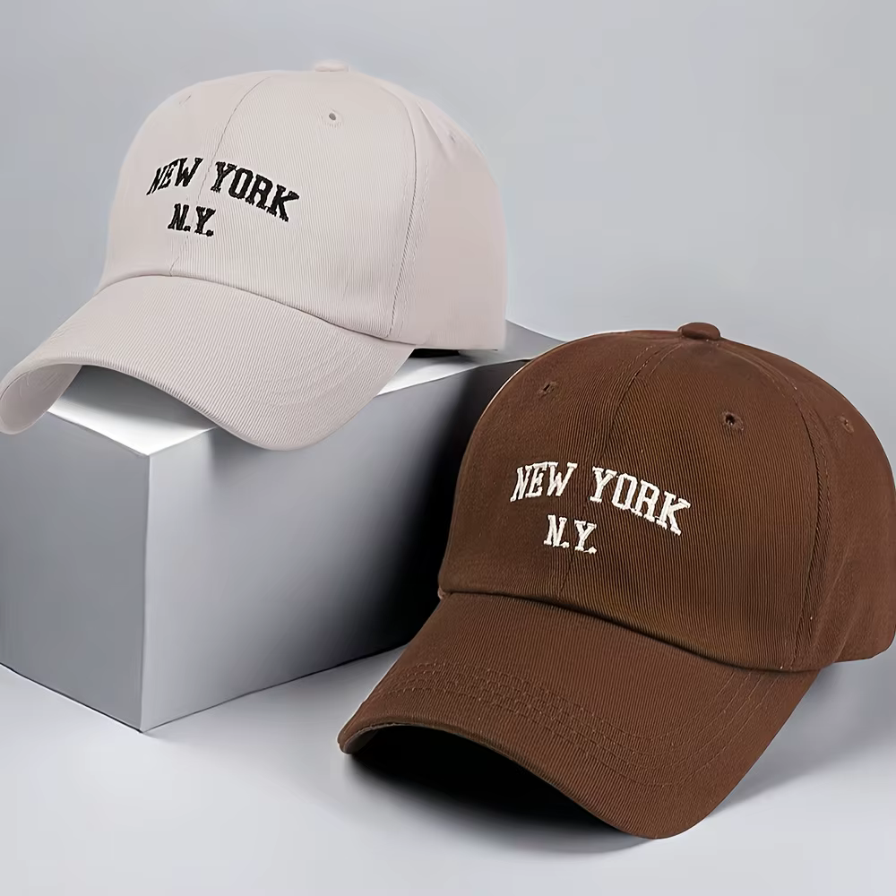 2 casquettes de baseball brodées "NEW YORK NY" - Légères, respirantes, réglables, à fermeture snapba