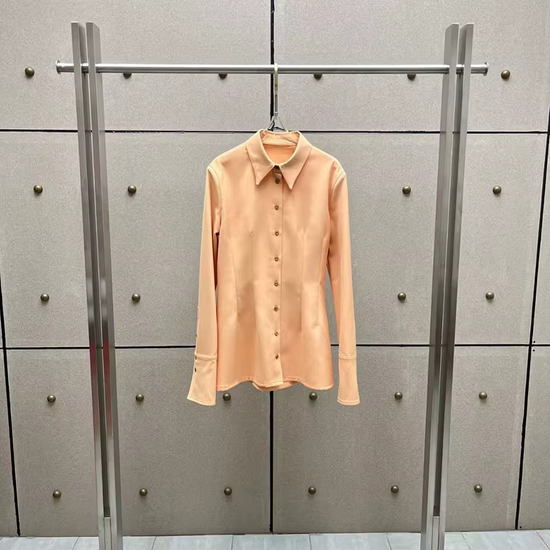 Chemise ajustée pour femme, cintrée à la taille, haut à col et manches longues, veste décontractée e