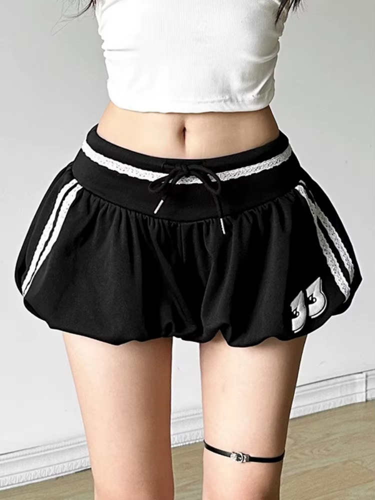 Short noir pour femmes, vêtements bourgeon, pantalon court, taille basse, tenue d'été Sexy pour fill