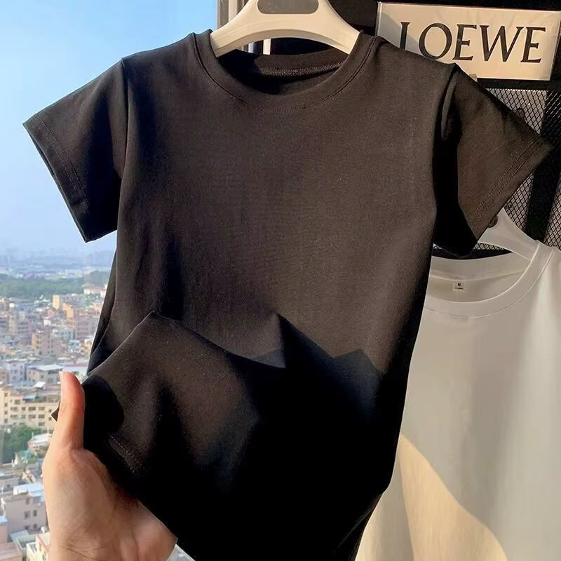T-shirt à manches courtes uni pour femme, printemps été, décontracté, doux, coupe ajustée, basique, 