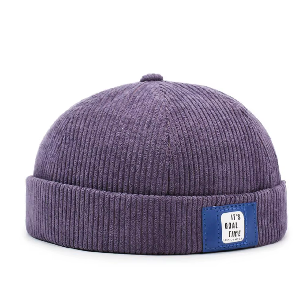 Casquette Docker rétro en velours côtelé sans bords pour hommes et femmes, couleur unie, réglable, p