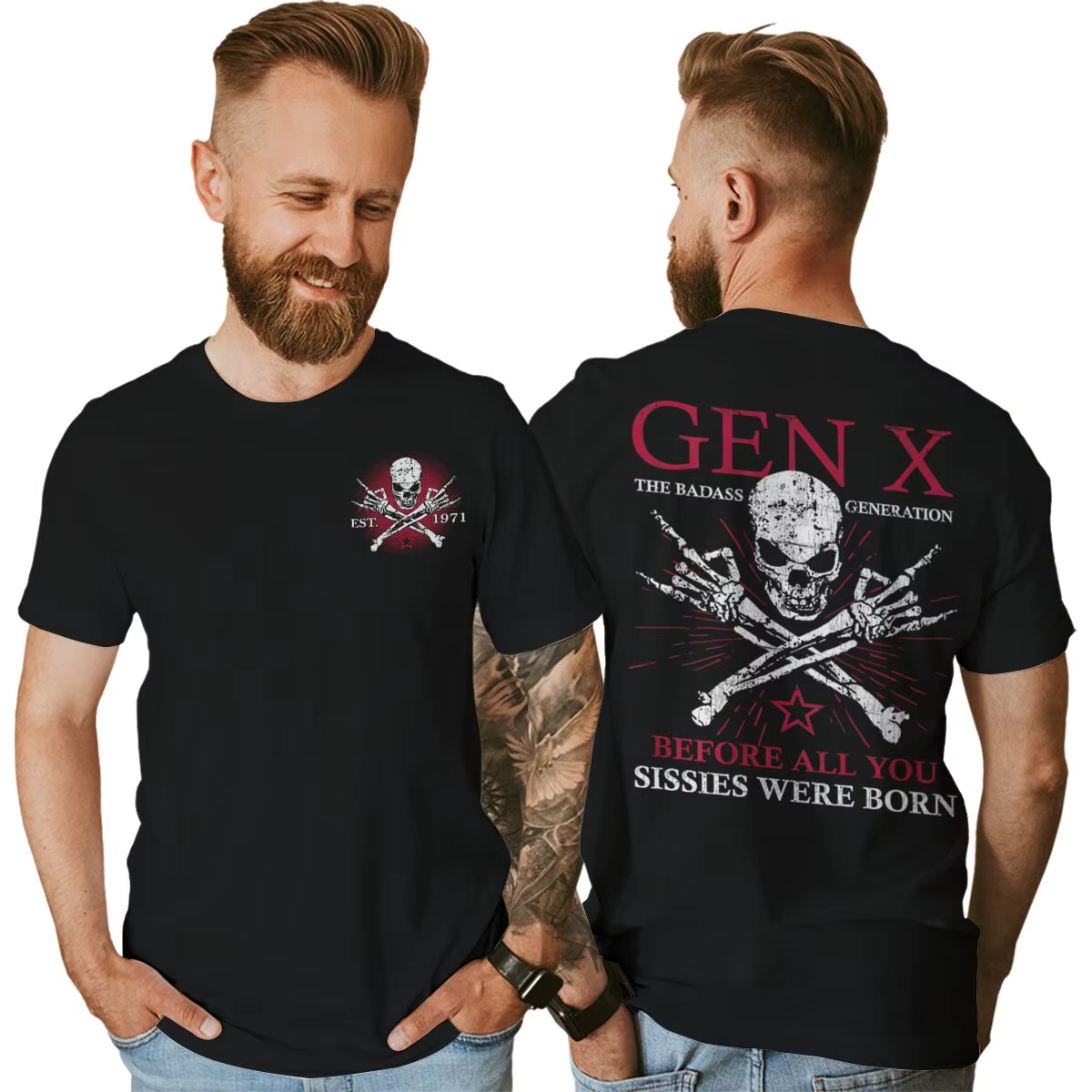 T-shirts vintage à manches courtes pour hommes et femmes, streetwear, Fun Gen X The Badass Generatio