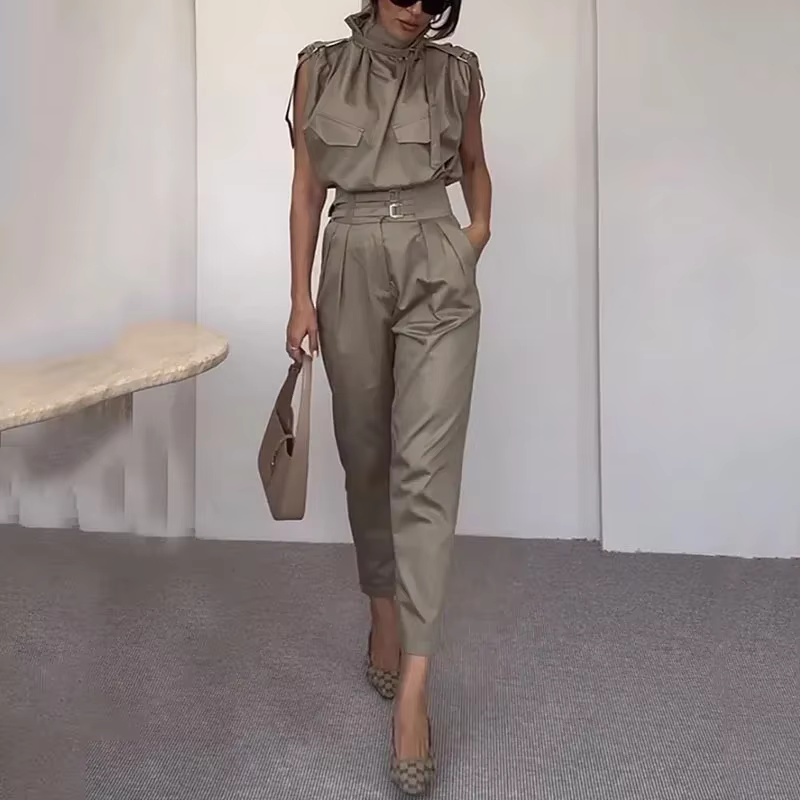 Printemps été nouveaux vêtements pour femmes personnalisé épaule minceur taille minceur ceinture déc