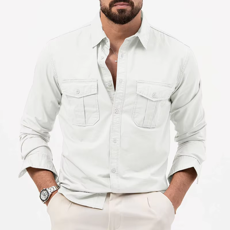 Chemises Safari pour hommes, travail en plein air, voyage, boutonné, hauts décontractés à manches lo