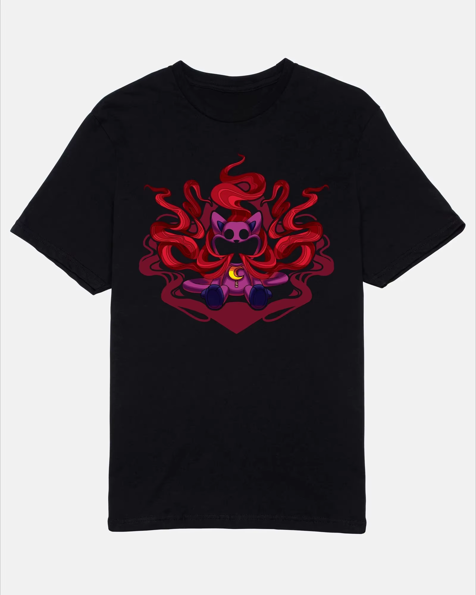 T-shirt CatNap Cartoon Moon Black Tee Poppy Game Time – Nouvelle collection été 2026 – Vêtements pou