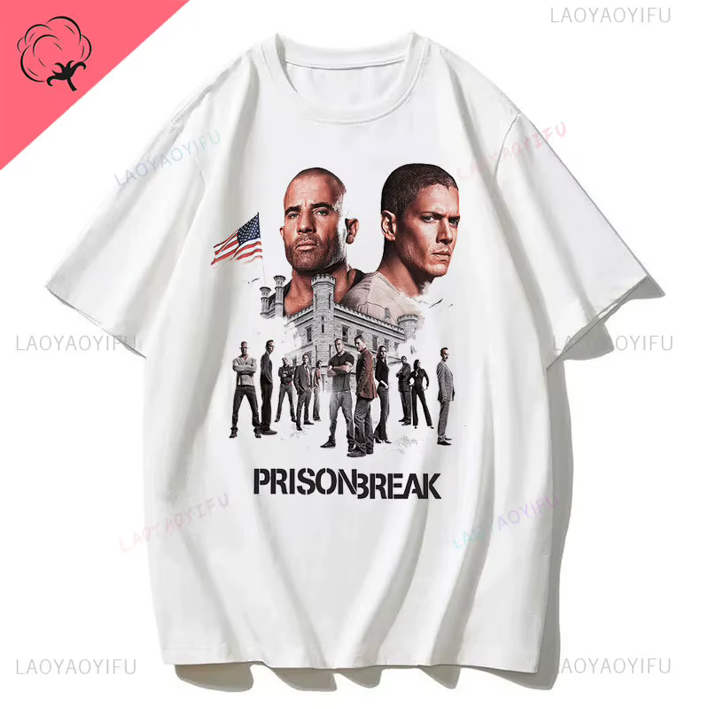 Hommes Vintage t-shirts série Tv Prison Break vêtements esthétiques Michael Scofield Y2k chemise Str