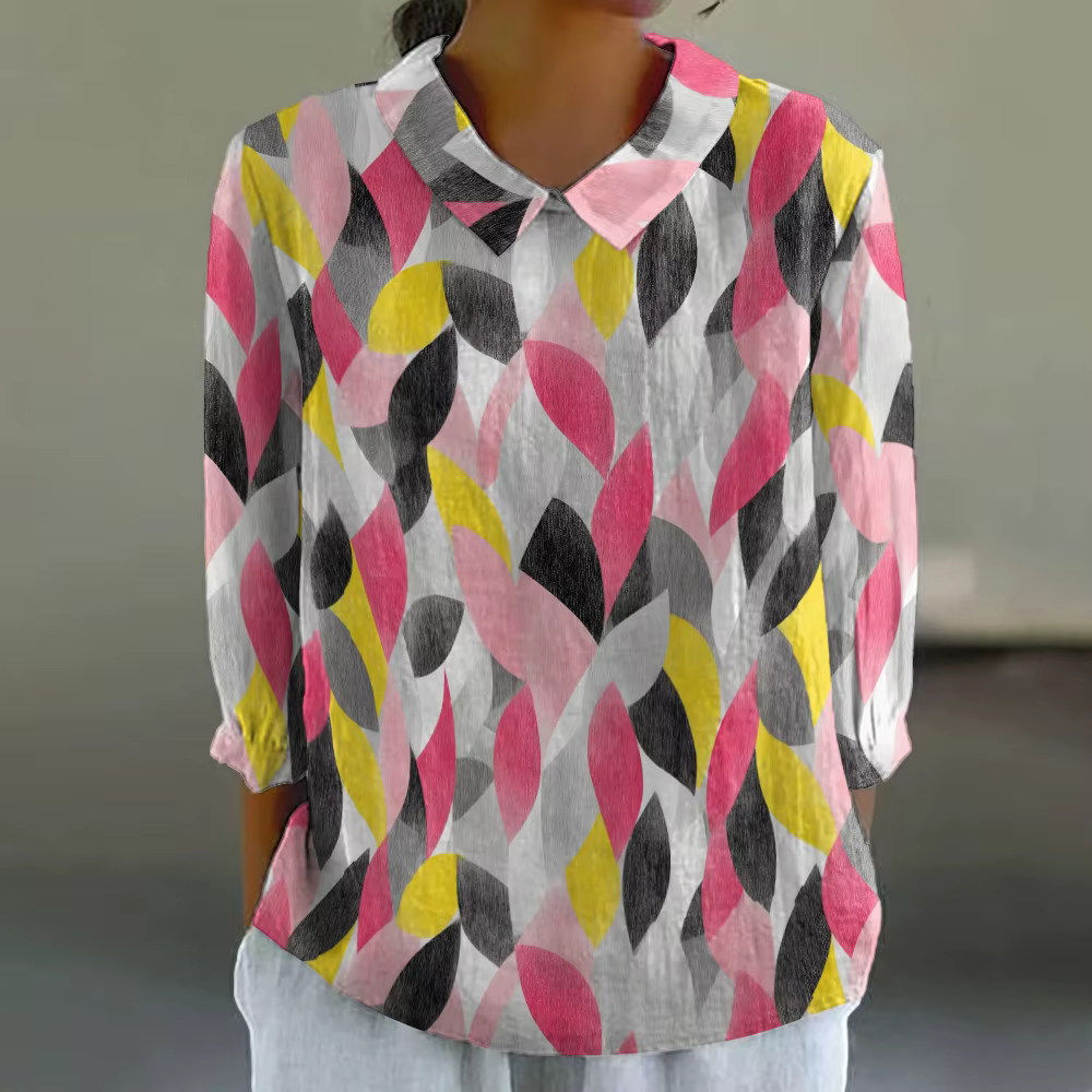 Chemise florale pour femmes, jolie chemisier à manches 3/4, haut de vacances respirant, Style statio