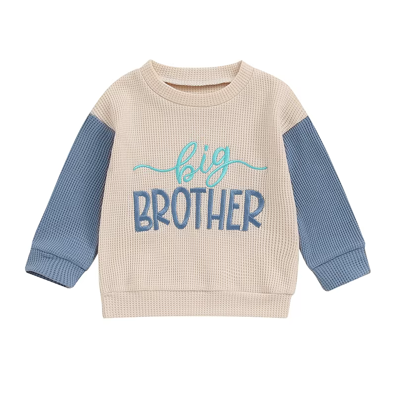 Sweat-shirt ras du cou Big Brother Respzed pour enfants, vêtements pour tout-petits, pull gaufré, vê