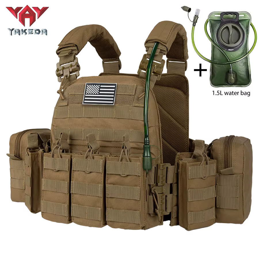 Gilet de chasse YAKEDA pour extérieur avec sac à eau de 1,5 L, ensemble d'accessoires modulaires à c