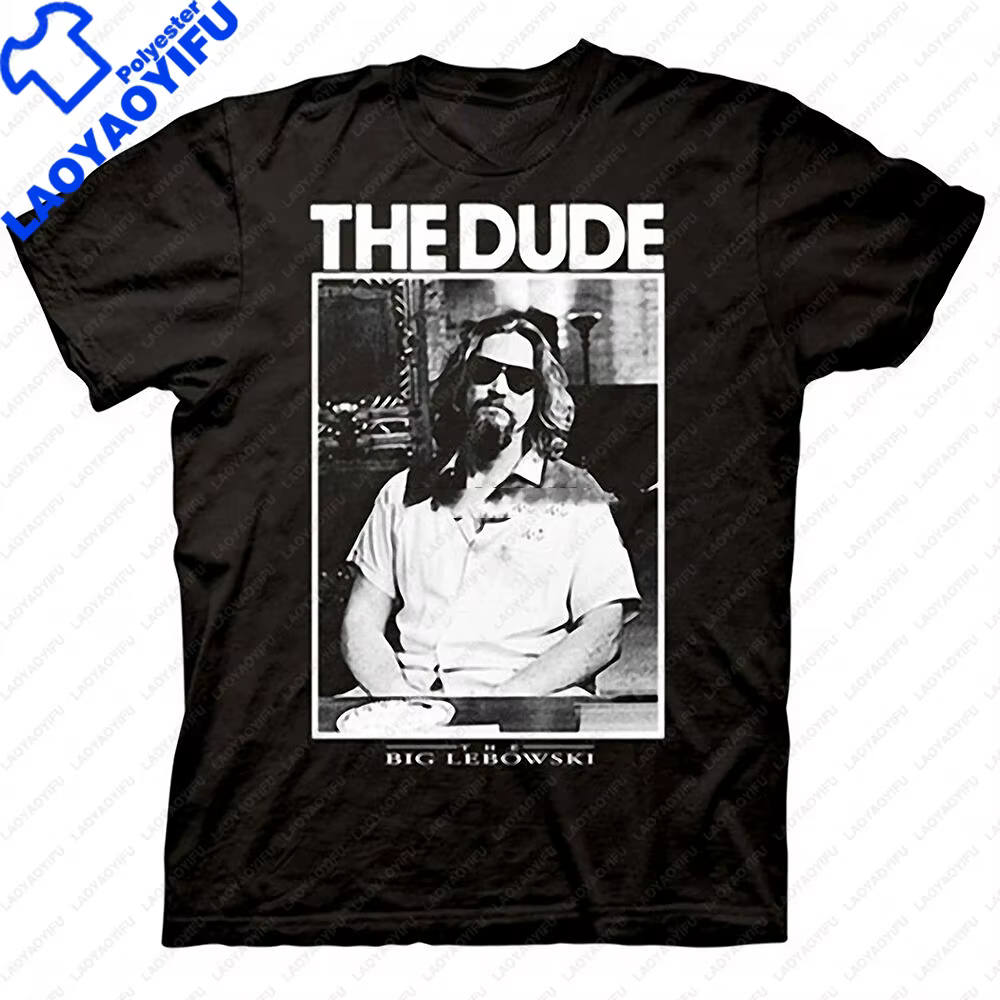 Big Lebowski-T-shirt à Manches Courtes pour Homme et Femme, Streetwear, Décontracté, Vintage, Noir, 