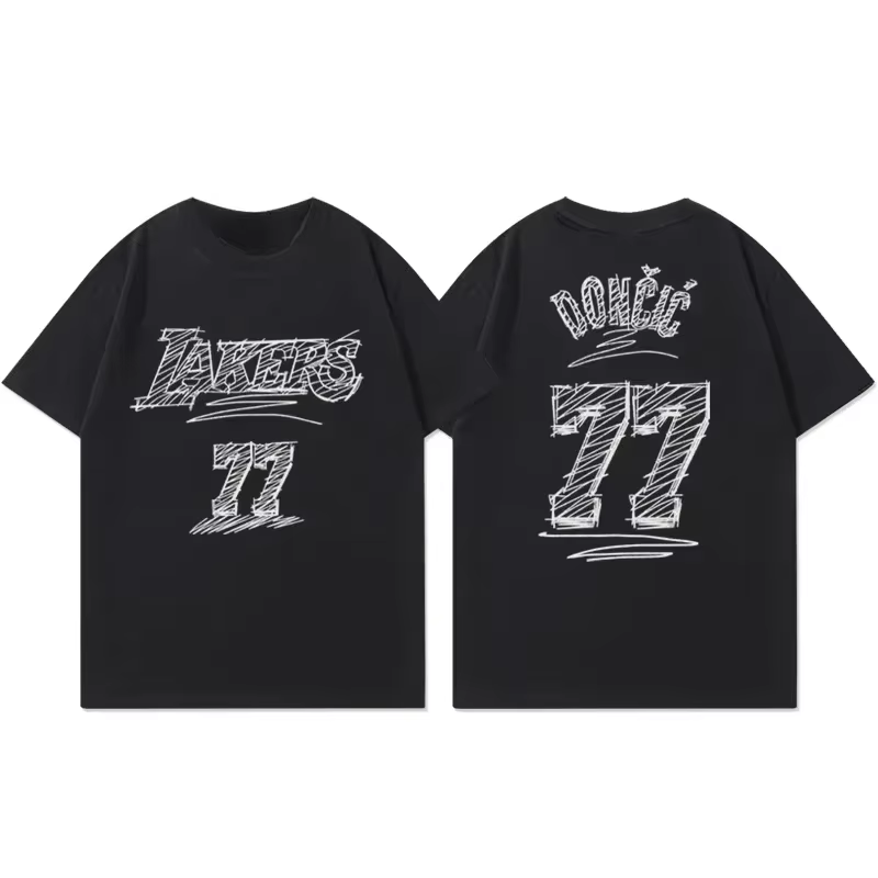 T-shirt unisexe à motif imprimé Laker 77, vêtements décontractés pour l'entraînement sportif, basket