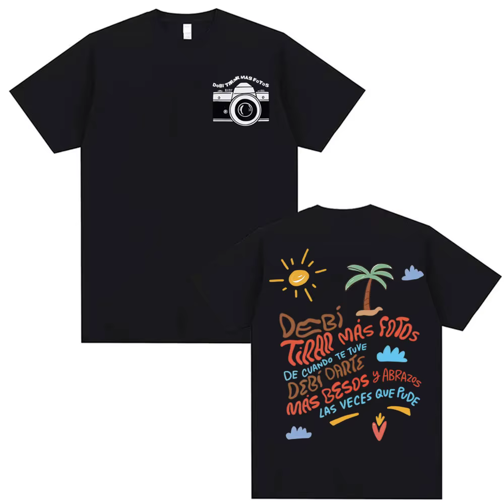 T-shirt décontracté en coton style Harajuku pour homme et femme, collection été 2026 Bad Bunny Debi 