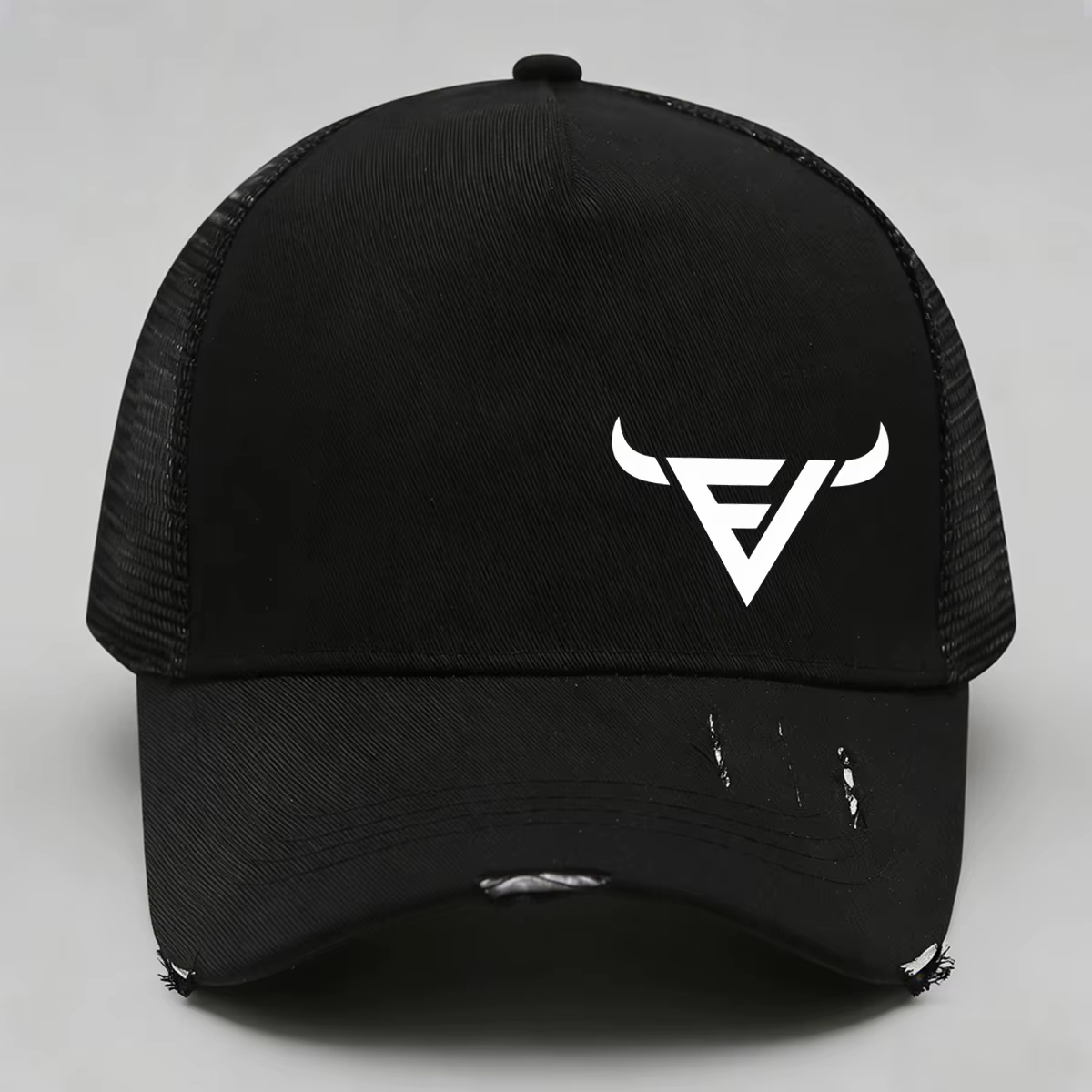 Casquette de camionneur avec logo Bull, maille respirante, fermeture snapback réglable, convient aux