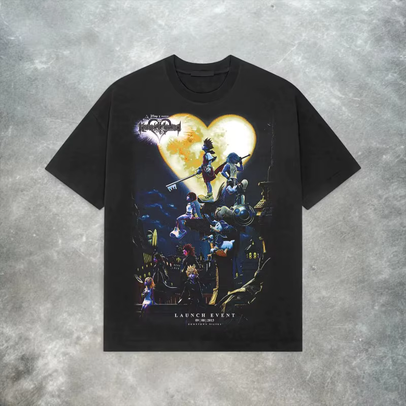 Kingdom Hearts Retro Tee Y2K Vintage Square Enix Game Shirt T-shirt d'été ample et respirant pour ho