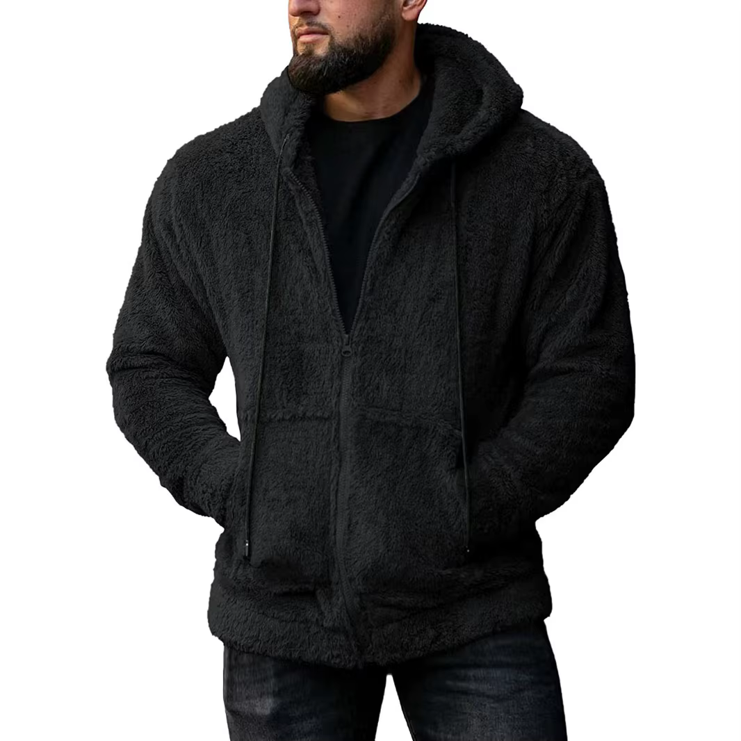 Manteau à capuche Teddy Bear Smile pour hommes, cardigan à fermeture éclair solide, manches longues,
