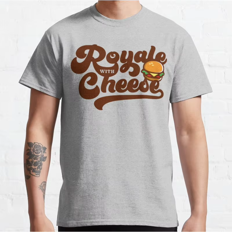 Royale avec fromage années 80 film vintage Pulp fiction T-shirt à manches courtes et col rond pour h