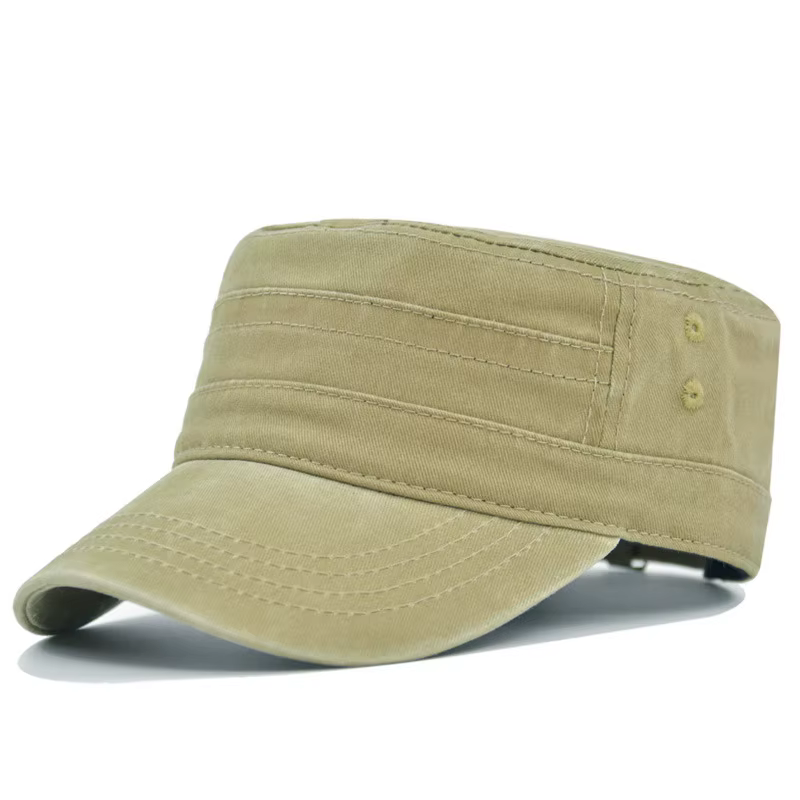 Casquette plate unisexe en coton lavé vintage pour cadets militaires, chapeau de camionneur réglable