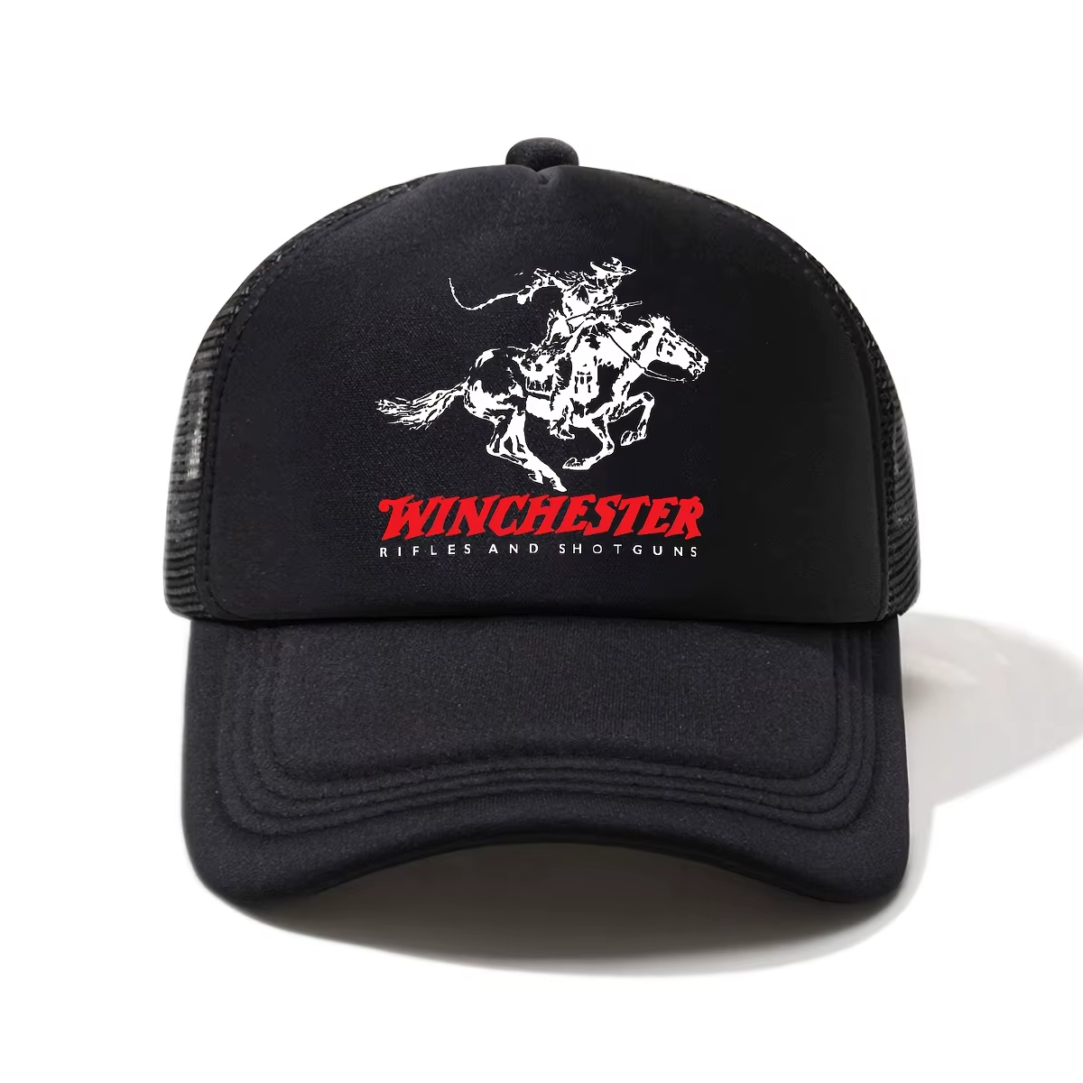 Casquette de baseball demi-maille imprimée Winchester – Chapeau de soleil d'extérieur unisexe de sty