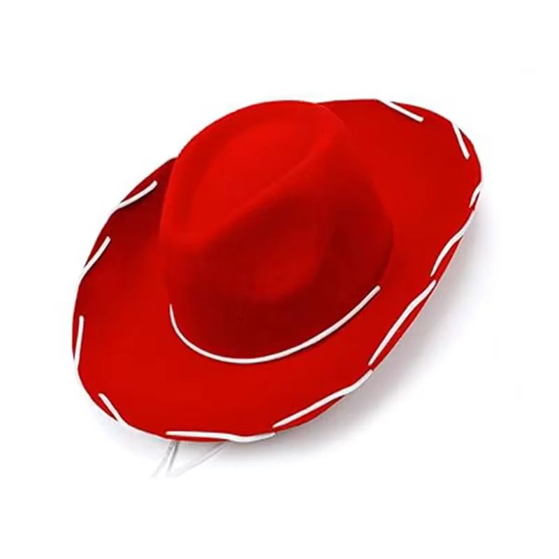 Chapeau de cowboy rouge pour femme, accessoires de déguisement d'Halloween, pour cosplay, jeu de rôl