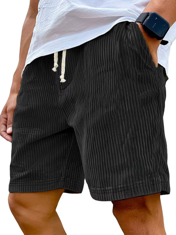 Nouveaux shorts en velours côtelé pour homme 2026, style rétro, logo brodé, à lacets, décontractés, 