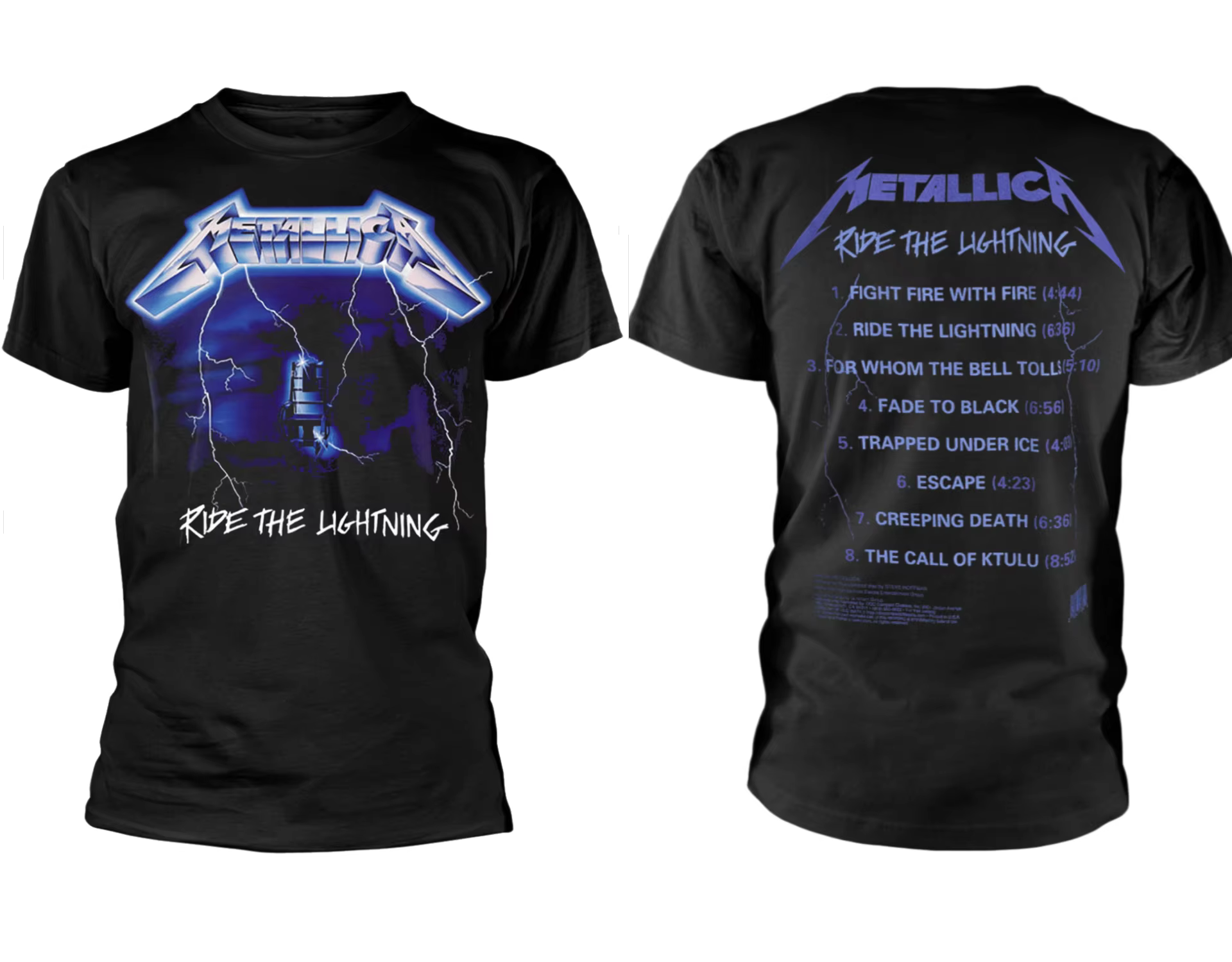 Metallica Ride The Lightning Tracks 2026, nouveau t-shirt surdimensionné en coton imprimé pour homme