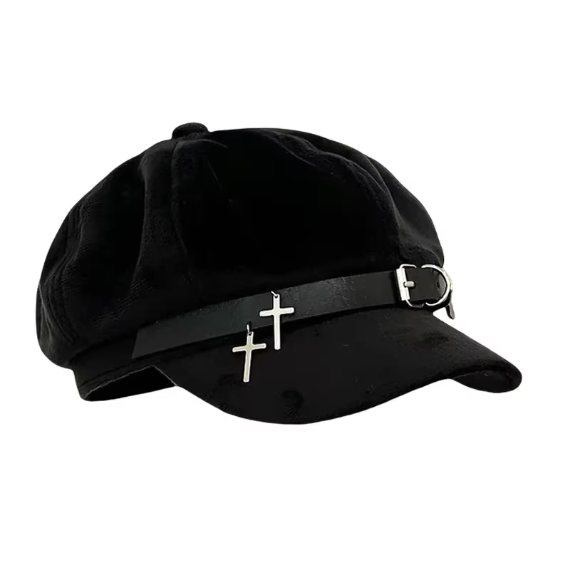Harajuku bérets casquettes gothique Lolita chapeau femmes hommes Punk Biker Style béret casquette en