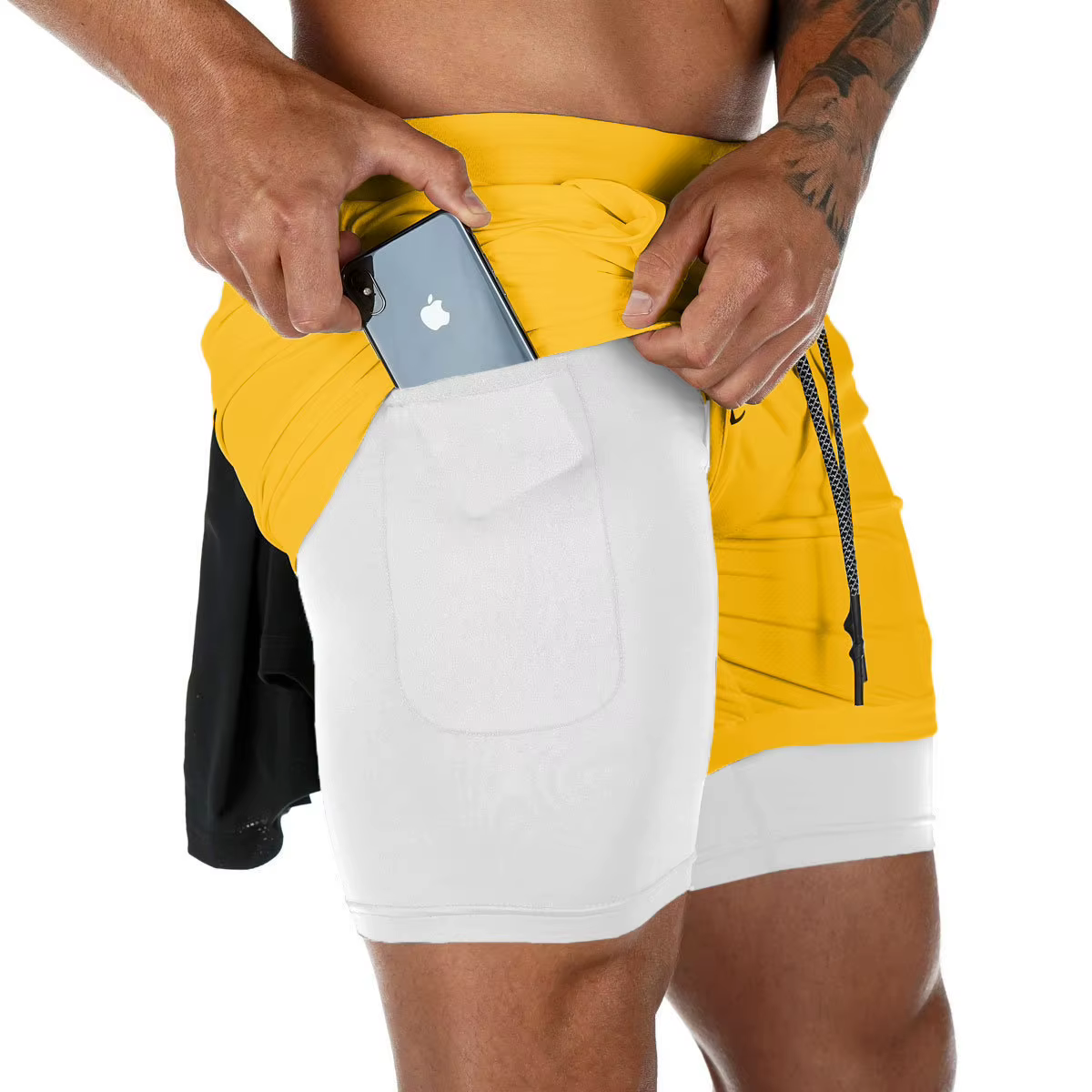Short de course camouflage pour hommes, Short de sport 2 en 1, séchage rapide, entraînement, Fitness