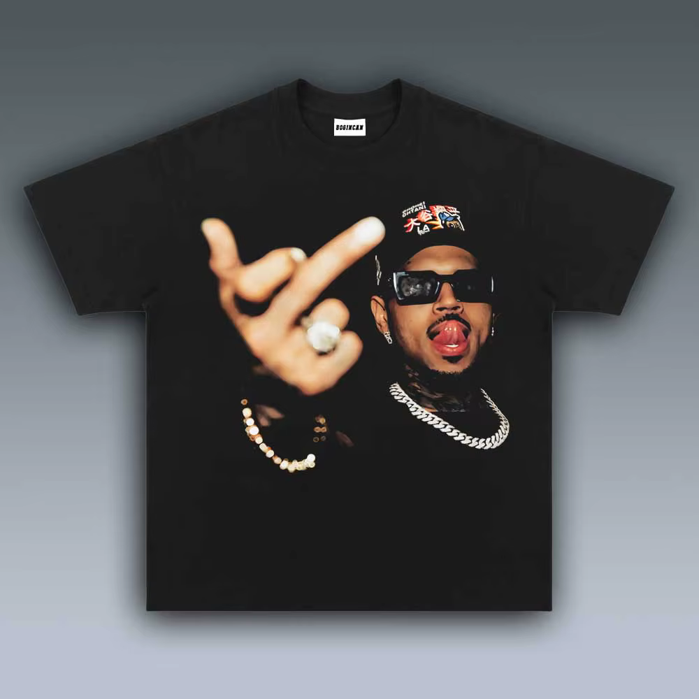 T-shirt graphique CHRIS BROWN à grand motif pour femmes et hommes, style Y2K streetwear Harajuku, dé
