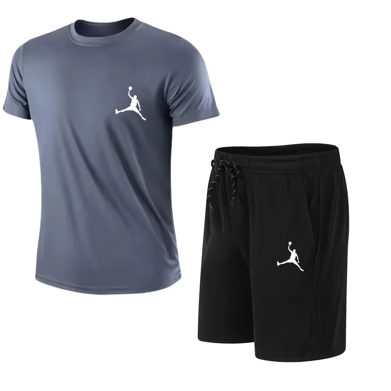 Costume de sport décontracté pour hommes, T-shirt et short, costume décontracté à manches courtes, v