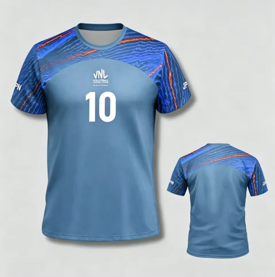Nouveau style 2025 – Maillot de volley-ball japonais bleu pour homme et femme – T-shirt de sport con