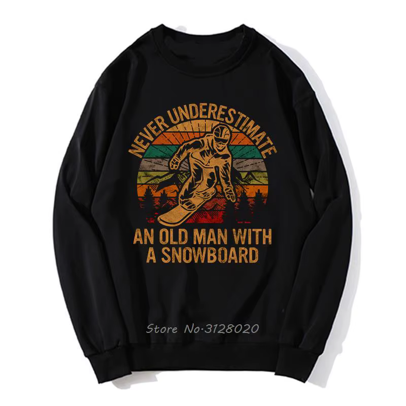 Ne sous-estimez jamais un vieil homme avec un Snowboard snowboard sweat à capuche hommes pull surdim