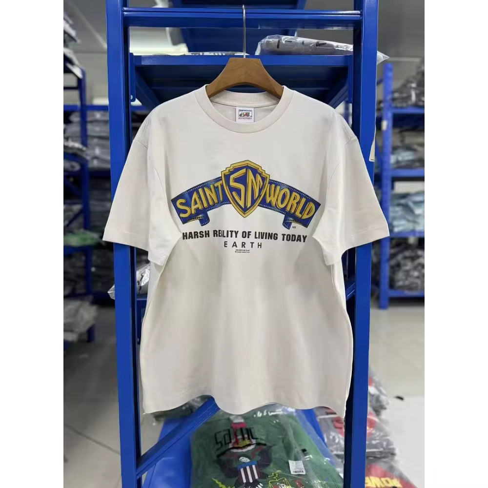 T-shirt SAINT pour hommes et femmes, arrivée récente, imprimé rétro en coton, manches courtes, col r