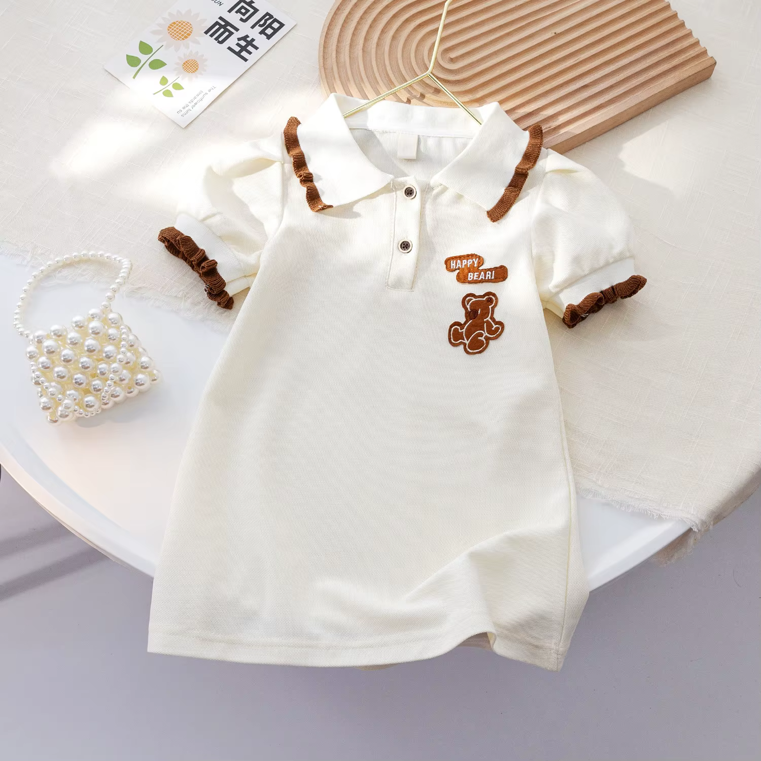 Ensemble de vêtements pour frères et sœurs de 0 à 5 ans, t-shirt et short à motif d'ours de dessin a