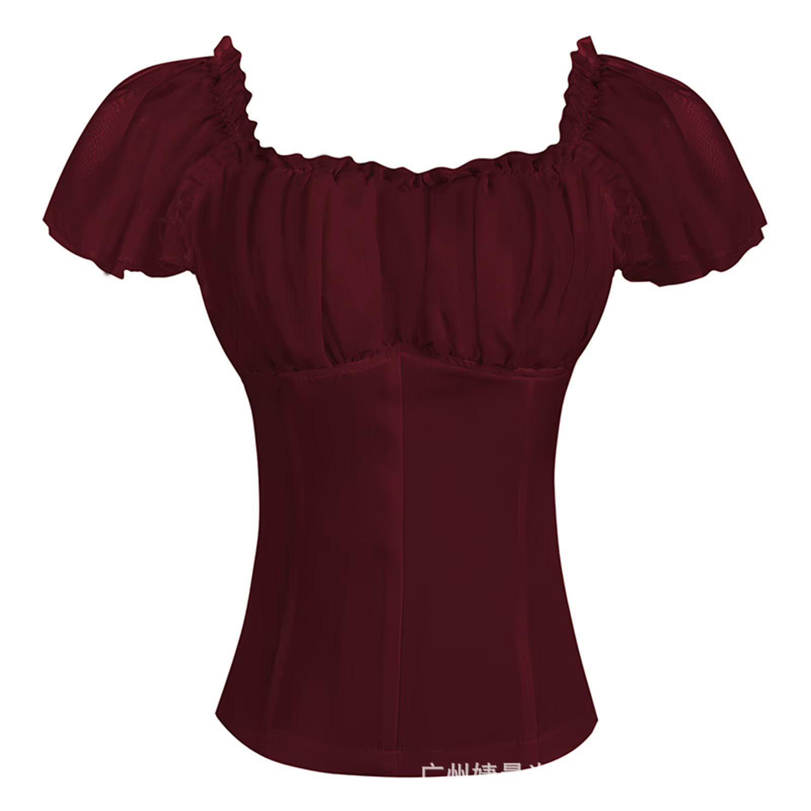 Chemisier court plissé pour femme, style victorien, épaules dénudées, polyvalent, style princesse, f