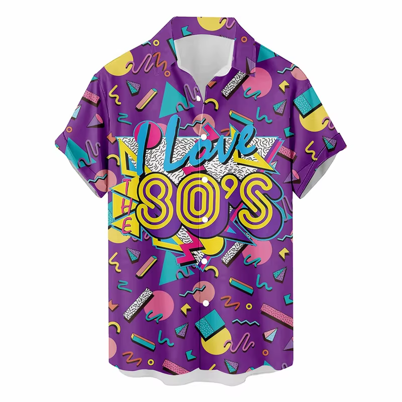 Chemise hawaïenne rétro des années 80 et 90 pour hommes, vêtements imprimés, mode, col classique, ch