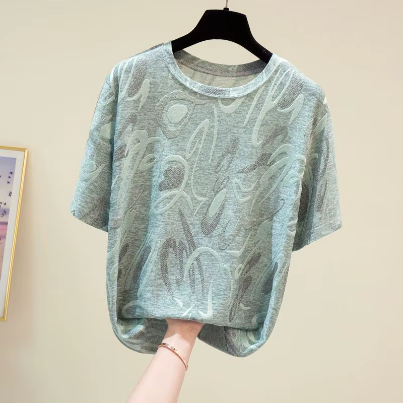 T-shirts esthétiques Vintage à manches courtes, chemises Design à motif Jacquard pour femmes élégant