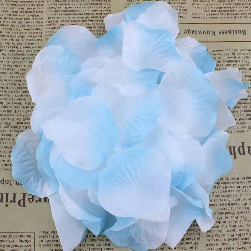 Saphir bleu Royal, plusieurs fleurs colorées en soie, pétales de Rose, ornement de Banquet de mariag