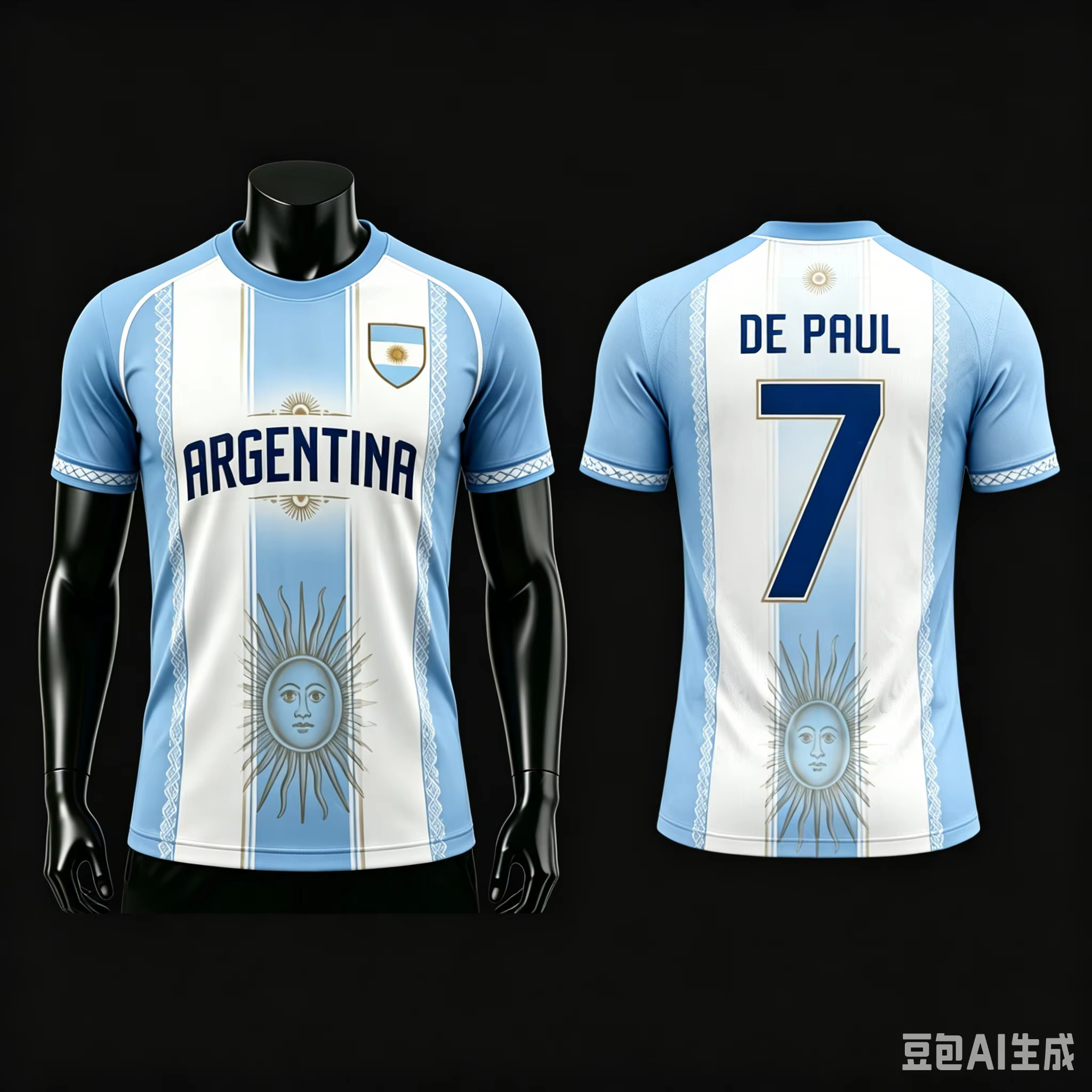 T-shirt de football Argentine, hauts imprimés football, maillot de football, tee-shirt décontracté d