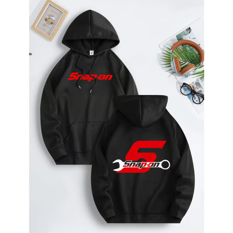 Sweat à capuche graphique à enfiler, design décontracté et classique, poche avant légèrement élastiq
