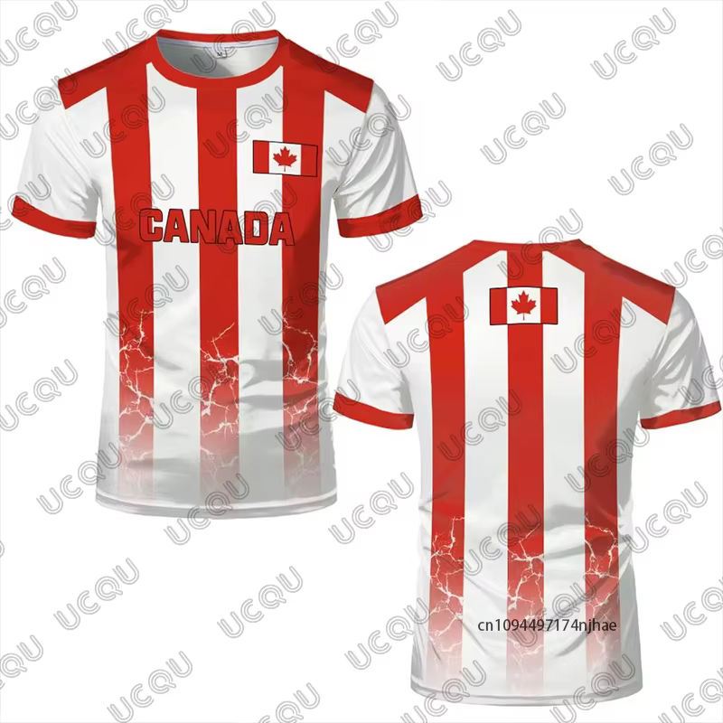 Nouveau Maillot de Football 2026 Imprimé Drapeau Canadien pour Hommes et Femmes – T-shirt d'Été Resp