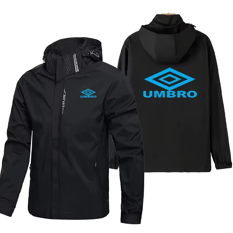 Veste UMBRO LOGO - Veste imperméable à capuche pour homme, coupe-vent, pour la course à pied et le c