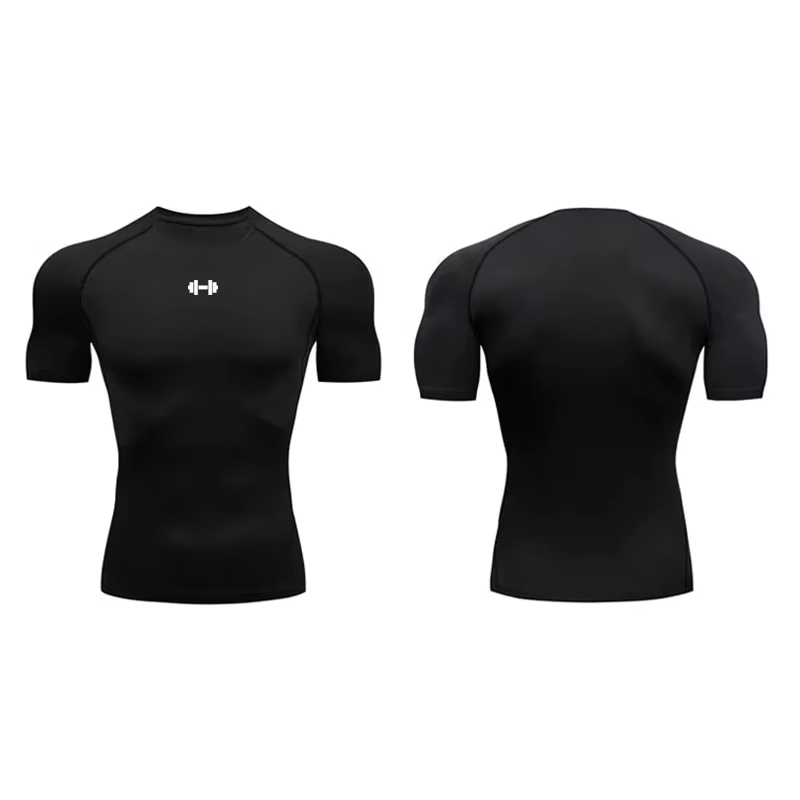 T-shirt de compression pour hommes, vêtements de sport d'été, T-shirt de course, élastique, séchage 